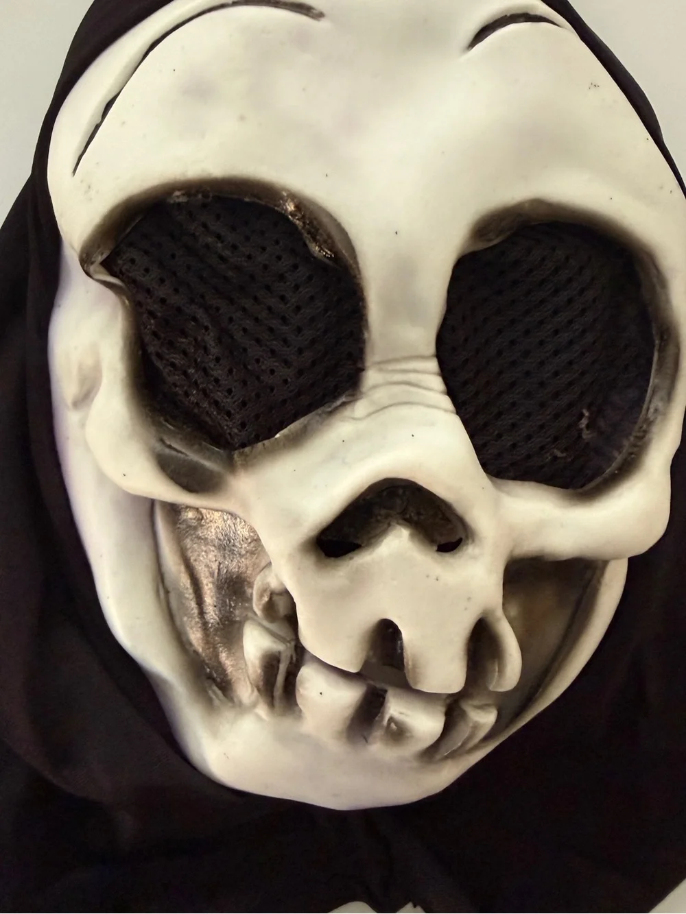 Kids Skull Mask and Skeleton Gloves Costume Set - Black & White Medium 10/12